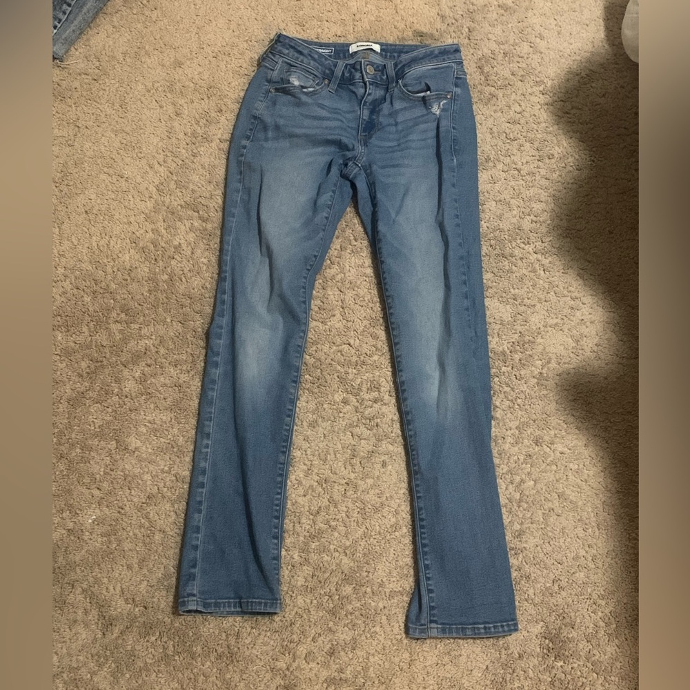 Blue wash straight jeans